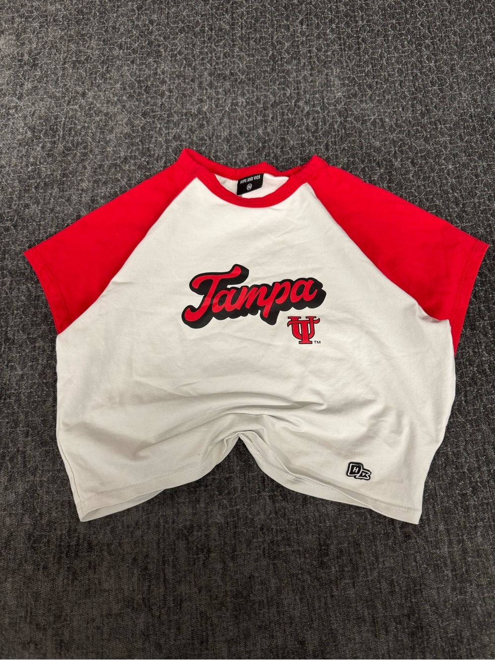 Hype Kids Raglan Tee - Red & White Tampa Script
